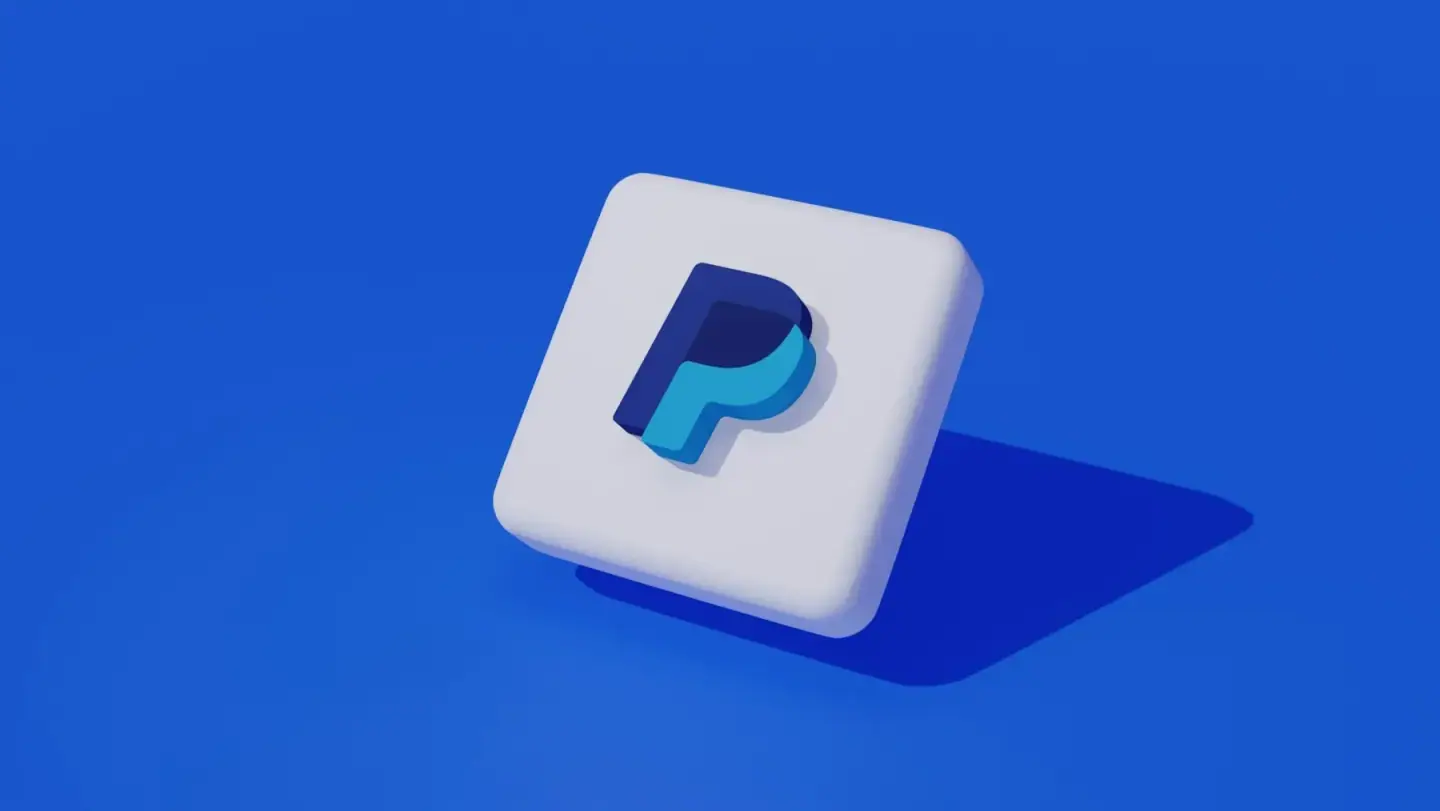 Modern PayPal logo on a solid blue background