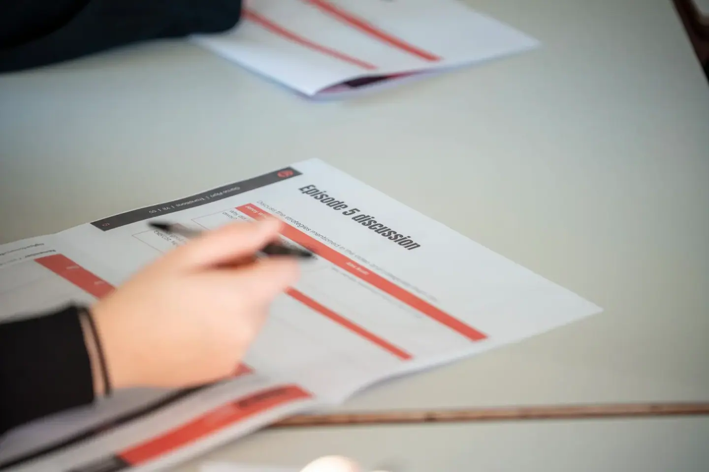 A pupil filling in a Game Plan worksheet, from the High Performance Foundation's own photography