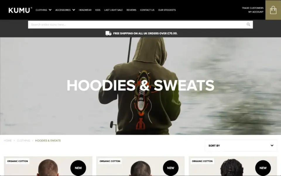 kumuclothing.co.uk's hoodies and sweats page