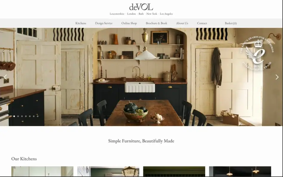 deVOL's UK home page, priced in pounds