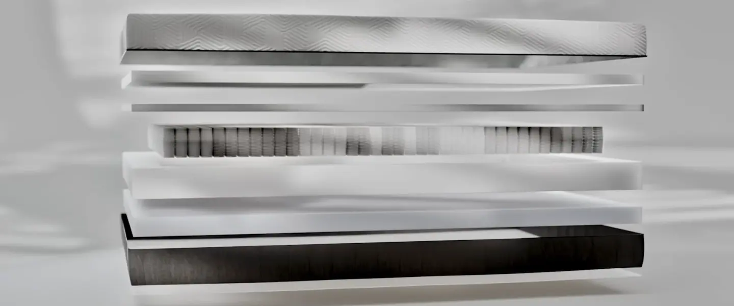 The layers of the Panda Hybrid Bamboo Mattress, from Panda London's own film